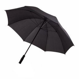 Umbrela 30 inch, rezistenta la intemperii, Everestus, DE, poliester 190T, fibra de sticla, negru, saculet de calatorie inclus