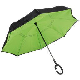 Umbrela 109 cm, reversibila, mecanism siguranta, verde, negru, Everestus, UC17FD, metal, fibra de sticla, poliester, sac inclus