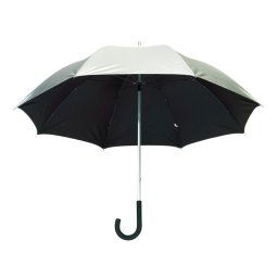 Umbrela Golf 120 cm, maner curbat din cauciuc, argintiu si negru, Everestus, UG15SS, aluminiu, fibra de sticla, poliester
