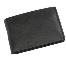 Portofel negru cu 4 buzunare carduri si 2 buzunare bancnote, Everestus, PO04HY, piele, 105x72x19 mm