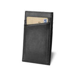 Portofel cu 4 locuri de carduri si organizator bancnote, Everestus, NB, piele, negru, 65x106 mm