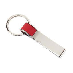 Breloc cu banda colorata, Everestus, KR0391, aliaj de zinc, otel, rosu, argintiu