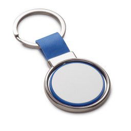 Breloc rotund, Everestus, KR0471, piele ecologica, metal, albastru