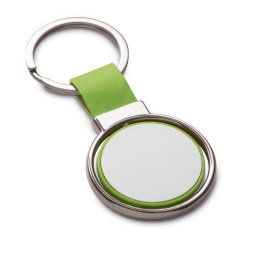 Breloc rotund, Everestus, KR0476, piele ecologica, metal, verde