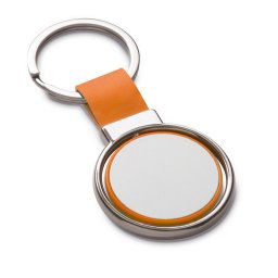 Breloc rotund, Everestus, KR0480, piele ecologica, metal, portocaliu
