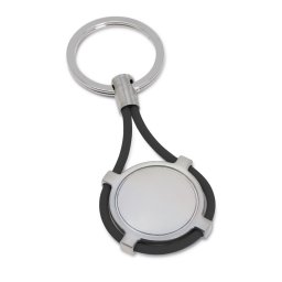 Breloc rotund, Everestus, KR0502, metal, silicon, negru