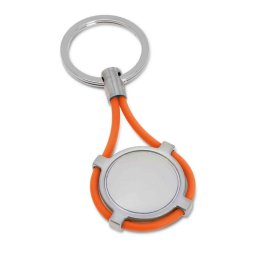 Breloc rotund, Everestus, KR0505, metal, silicon, portocaliu