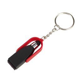 Breloc stylus cu laveta de curatat, Everestus, KR0694, plastic, otel, negru, rosu