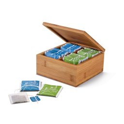 Cutie de ceaiuri cu 4 compartimente, inchidere magnetica, Everestus, TA02, bambus, natur