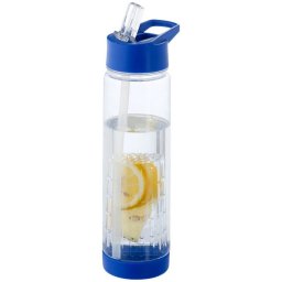 Sticla apa cu infuzor, 740 ml, fara BPA, Everestus, TF05, tritan, transparent, albastru, saculet de calatorie inclus