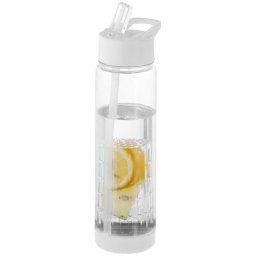 Sticla apa cu infuzor, 740 ml, fara BPA, Everestus, TF06, tritan, transparent, alb, saculet de calatorie inclus