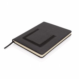 Agenda A5 deluxe cu buzunar pentru telefon, Everestus, JU026, poliuretan, negru
