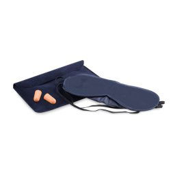 Set perna de calatorie, masca de ochi si dopuri de urechi, Everestus, TS01, pvc, albastru, saculet de calatorie inclus
