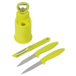 Set de bucatarie 5 piese, Everestus, BKE01, plastic, otel inoxidabil, verde, argintiu