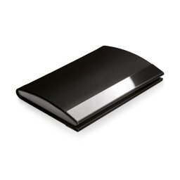 Portcard din metal si piele ecologica, Everestus, PPE08, negru, 95x65x13 mm