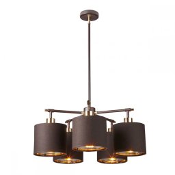 Lustră Balance BALANCE5-BRPB, 5xE27, D53,5 cm, H35-125 cm, metal maro alama, textil maro