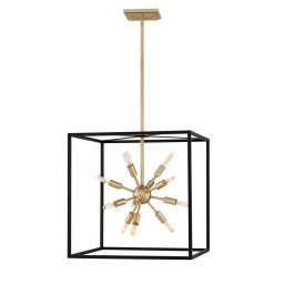 Lustră living Aros, 12xE14, metal negru alamă, QN-AROS-12P