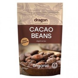 Boabe de cacao intregi criollo bio 200g Dragon Superfoods