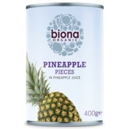 Ananas bucati in suc de ananas la conserva bio 400g Biona