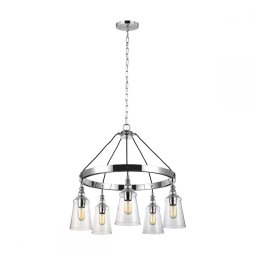 Lustră tranzitionala din metal crom Loras, 5x60W, E27, H:757-2324mm, QN-LORAS5