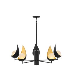 Lustră modernă din metal negru auriu Ren, 5x3,5W, LED G9, H:533-1142mm, QN-REN5