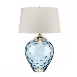 Veioză clasica, albastru, abajur alb Samara, E27, 1x60W, LED GU10, 1x7W, H:71,5 cm, QN-SAMARA-TL-BLU