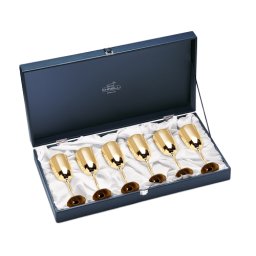 Set 6 pahare placate cu aur Fluet RIGATO Metallo by Chinelli, made in Italy