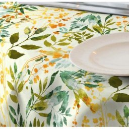 Fata de masa impermeabila, Casa de bumbac, Camile, 220x140 cm, verde si galben