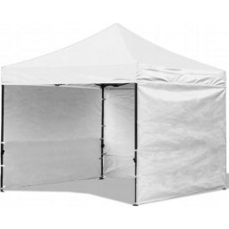 Pavilion pentru gradina/comercial, cadru metalic, 3 pereti, pliabil, alb, 3x3x3.16 m