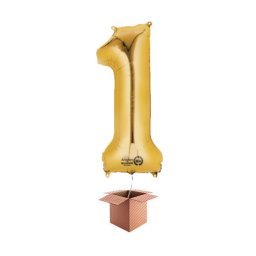Balon folie cifra auriu umflat cu heliu 66cm
