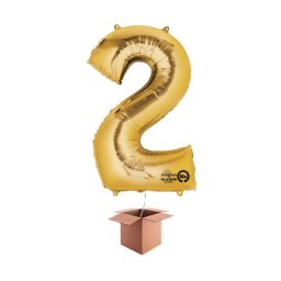 Balon folie cifra auriu umflat cu heliu 66cm