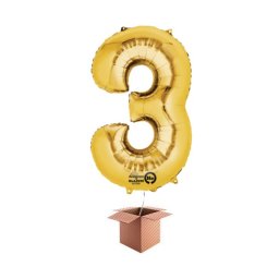 Balon folie cifra auriu umflat cu heliu 66cm