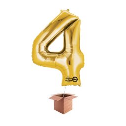 Balon folie cifra auriu umflat cu heliu 66cm