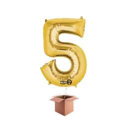 Balon folie cifra auriu umflat cu heliu 66cm