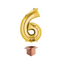 Balon folie cifra auriu umflat cu heliu 66cm
