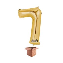 Balon folie cifra auriu umflat cu heliu 66cm