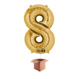 Balon folie cifra auriu umflat cu heliu 66cm