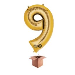 Balon folie cifra auriu umflat cu heliu 66cm