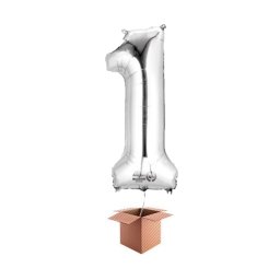 Balon folie cifra argintiu umflat cu heliu 66cm