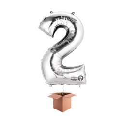 Balon folie cifra argintiu umflat cu heliu 66cm