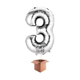 Balon folie cifra argintiu umflat cu heliu 66cm