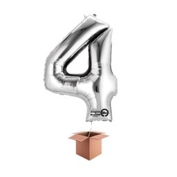 Balon folie cifra argintiu umflat cu heliu 66cm
