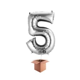 Balon folie cifra argintiu umflat cu heliu 66cm