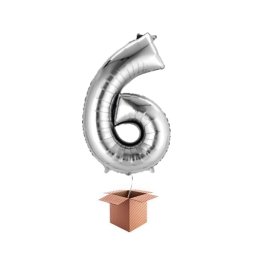 Balon folie cifra argintiu umflat cu heliu 66cm