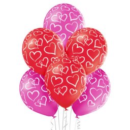 Set 6 baloane latex inimi 30cm