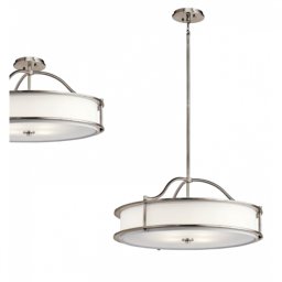 Lustră dining Kichler Emory, argintie, D:61cm, H:32-127cm, 4xE27, KL-EMORY-P-M-CLP