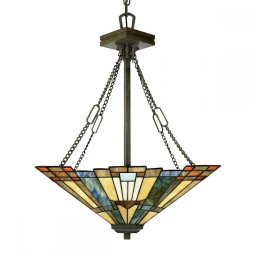Candelabru Tiffany INGLENOOK, bronz, 3xE27, D:45cm, H:75-221cm, QZ-INGLENOOK-P-B