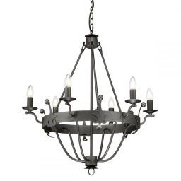 Candelabru fier forjat WINDSOR, grafit, H:107-258cm, 6 becuri, WINDSOR6-GR
