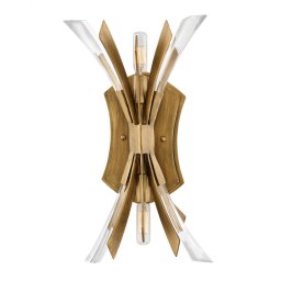 Aplică artistică Vida din metal auriu și cristal, 2x40W, E14, H:438mm, QN-VIDA2