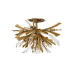 Plafoniera artistică Vida din metal auriu si cristal, D:533 mm, 9x40W, E14, H:379 mm, QN-VIDA-9F